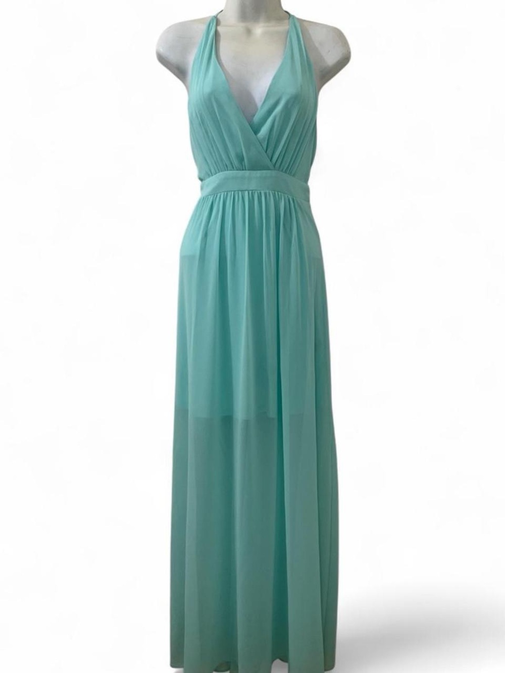 Express teal Halter V-Neck Maxi Dress